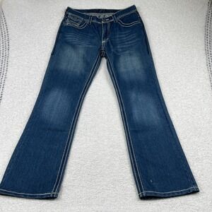 Xtreme Couture Affliction Mens 34 Relaxed V Flap Jeans Blue NWT Whisker Fade Y2K